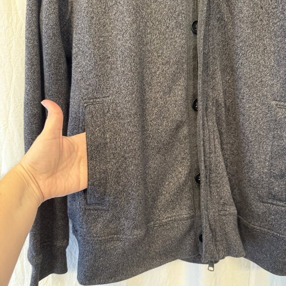 Banana Republic Jacket Mens Large Charcoal Gray Wool Blend Zip & Button Front - Picture 4 of 10